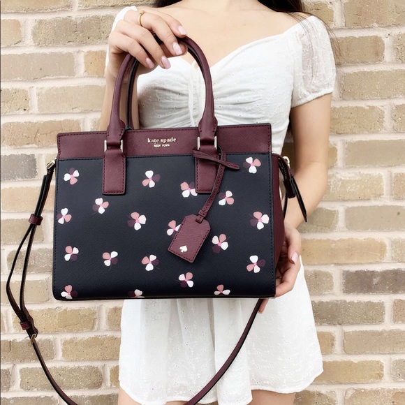 Kate Spade Cameron Street Medium Satchel Black Multi Floral - Picture 3 of 6